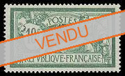 Merson - 10f vert et fond rouge avec pliure verticale visible sur gomme