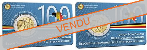 Duo Commémorative 2 euros Belgique 2021 Coincards Versions Française et Flamande - Union économique