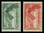 Paire victoire de Samothrace de 1937 signé Calves timbre rouge