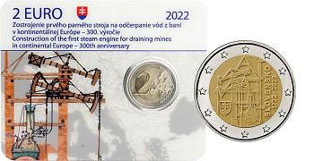 Commémorative 2 euros Slovaquie 2022 BU Coincard - 300 ans de la machine à vapeur