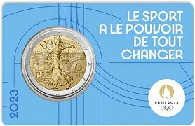 Commémorative 2 euros France 2023 BU La Semeuse JO Paris 2024 - Blister BLEU