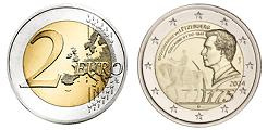 Commémorative 2 euros Luxembourg 2024 BU - Grand-Duc Guillaume II Hologramme - Poinçon KNM