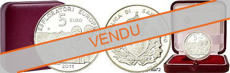 Commémorative 5 euros Argent Saint-Marin 2011 BE - Explorateurs Européens