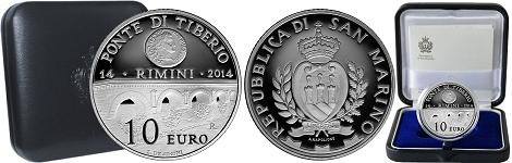 Commémorative 10 euros Argent Saint-Marin 2014 BE - Pont de Tibère