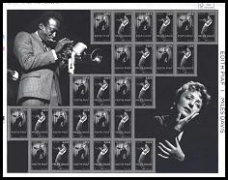 Feuillet Edith Piaf et Miles Davis 2012 - bloc de 13 timbres Edith Piaf et 13 timbres Miles Davis