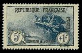 Au Profit des Orphelins de la Guerre - Marseillaise - 5f + 1f noir et bleu avec pliure horizontale visible sur gomme