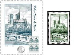 Affiche Numérotée Notre-Dame de Paris 2024 - bloc de 4 timbres