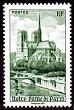 Timbre Notre-Dame de Paris 2024 - 7.00€ vert provenant du bloc