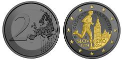 Commémorative 2 euros Slovaquie 2024 UNC Ruthénium & Or - Marathon International (en prévente)