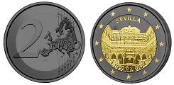 Commémorative 2 euros Espagne 2024 UNC Ruthénium & Or - Cathédrale de Séville (en prévente)