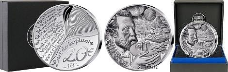 Commémorative 20 euros Argent 1 Once Jules Verne France 2025 BE - Monnaie de Paris (en prévente)