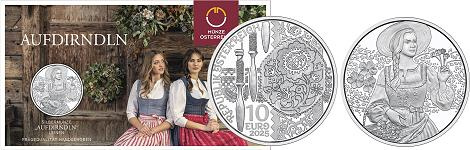 Commémorative 10 euros Argent Autriche 2025 BU - Le Dirndl (en prévente)