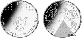 Commémorative 10 euros Allemagne 2014 UNC - Concile de Constance